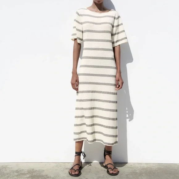 Zara | Dresses | Zara Striped Knit Dress | Poshmark